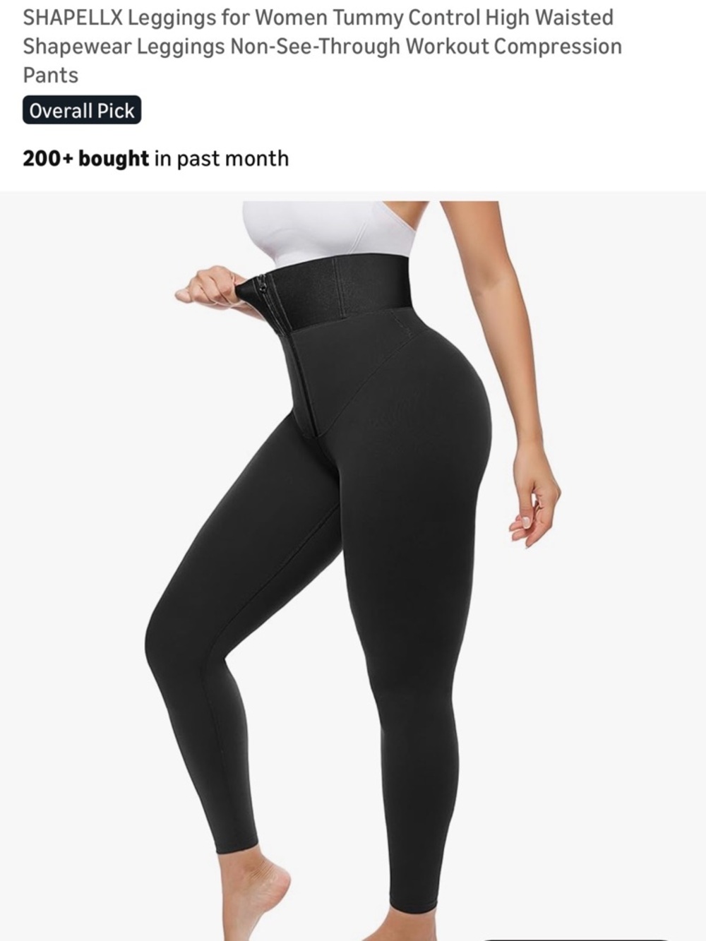 Shapellx High-Waist Tummy Control Leggings for Women — Black